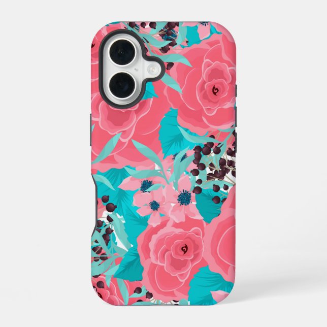 Funda Para iPhone 16 Flores rosas bonitos (Reverso )