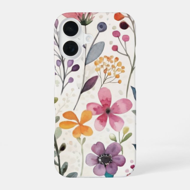 Funda Para iPhone 16 Flores silvestres Patrón de Floral Whimsical (Reverso )