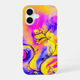 Funda Para iPhone 16 FLORES SIMILARES color rosa amarillo púrpura