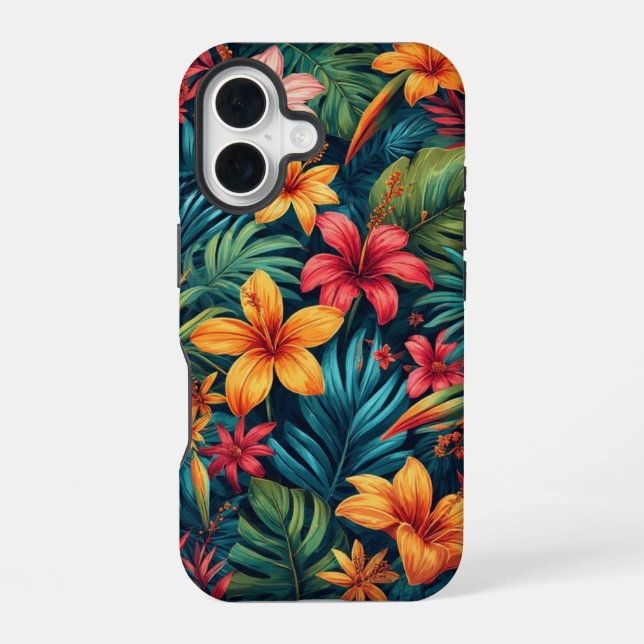 Funda Para iPhone 16 Flores Tropicales  (Reverso )