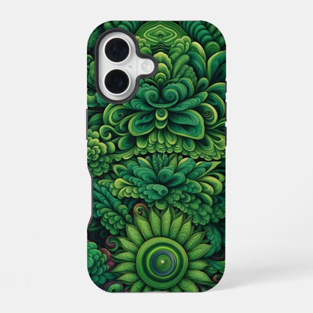 Funda Para iPhone 16 Flores verdes (Reverso )