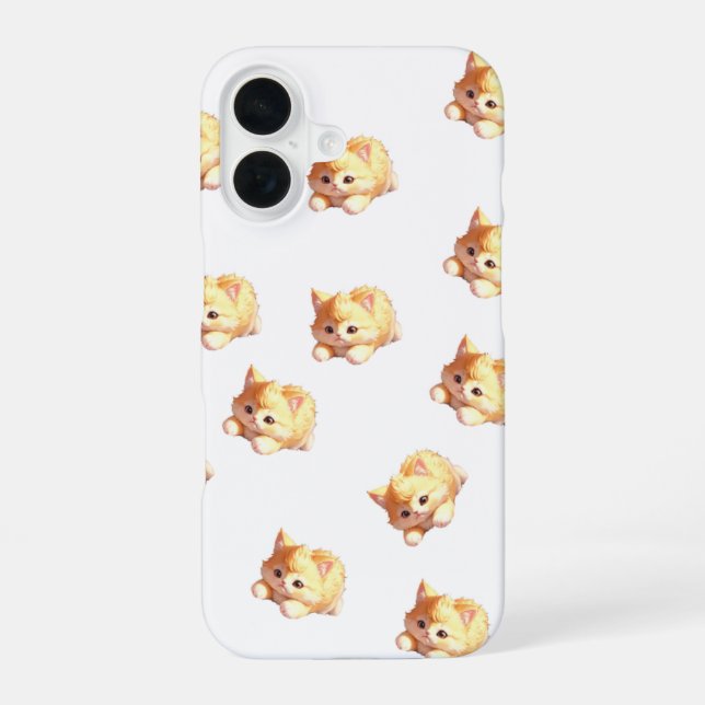 Funda Para iPhone 16 Fluffy Kitten Cute Pattern Phone Case (Reverso )
