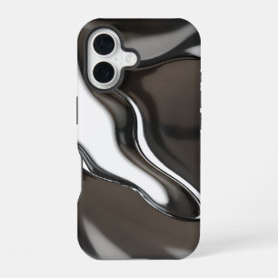 Funda Para iPhone 16 Flujo de Cromo Líquido Metálico Abstracto