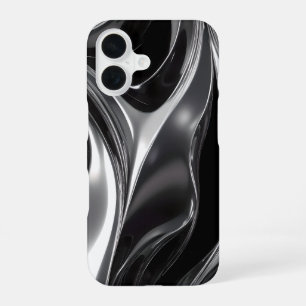 Funda Para iPhone 16 Flujo de Cromo Líquido – Textura Metálica Abstract