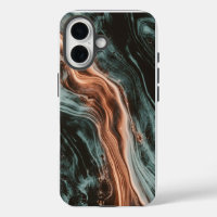 Flujo de mármol de cobre y azul teal