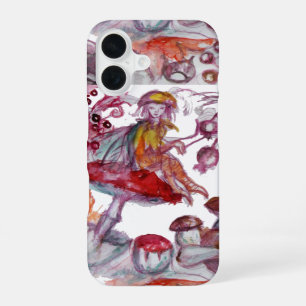 Funda Para iPhone 16 FOLLETO MÁGICO DE HONGOS Fantasía floral roja blan