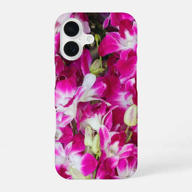 Funda Para iPhone 16 Fondo de flores de orquídea morada (Reverso )
