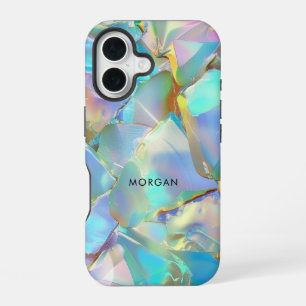 Funda Para iPhone 16 Fondo de Ópalo y Nombre en Negro