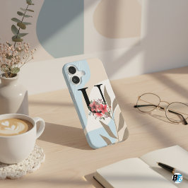 Funda Para iPhone 16 Forma Botánica Boho Retro Con Nombre 1ª Capital U
