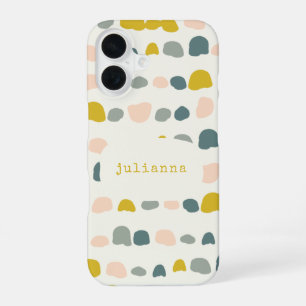Funda Para iPhone 16 Formas abstractas caprichosas de color gris y amar