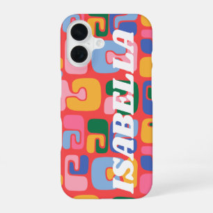 Funda Para iPhone 16 Formas abstractas coloridas brillantes nombre pers