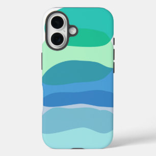 Funda Para iPhone 16 Formas geométricas abstractas bonitas en azul y ve