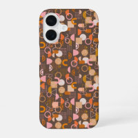 Formas geométricas retro en rosa marrón y Naranja