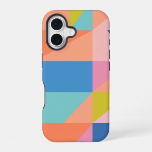 Funda Para iPhone 16 Formas modernas coloridas en azul y naranja brilla