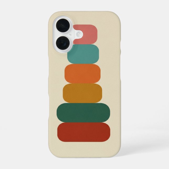 Funda Para iPhone 16 Formas Redondeadas Apiladas Retro (Reverso )