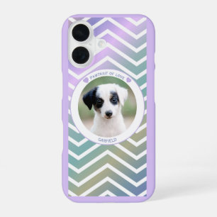 Funda Para iPhone 16 foto amantes de mascotas rayas modernas aman a los