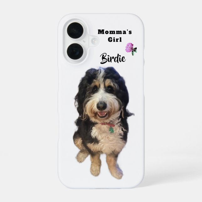 Funda Para iPhone 16 Foto caprichosa de perro Bernedoodle Chica de mamá (Reverso )