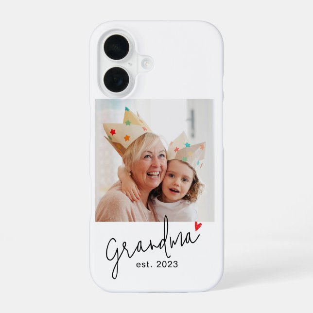Funda Para iPhone 16 Foto de Abuela Establecida con Letra (Reverso )