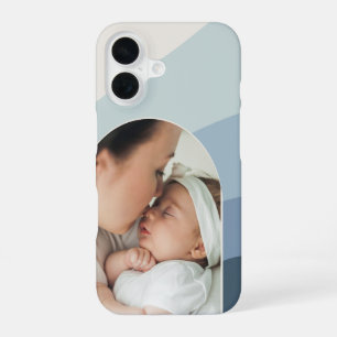 Funda Para iPhone 16 Foto de arco de flujo de color boho azul polvorien