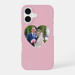 Funda Para iPhone 16 Foto de boda en forma de corazón rosa