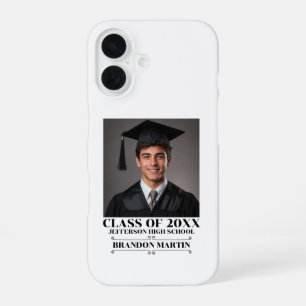 Funda Para iPhone 16 Foto de Graduación Personalizada Graduado 2026 Pad