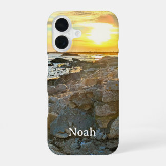 Funda Para iPhone 16 Foto de la puesta de sol dorada y océano durante e