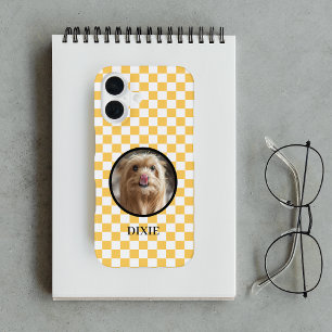 Funda Para iPhone 16 Foto de Mascota Adorable Cuadrícula Amarilla 