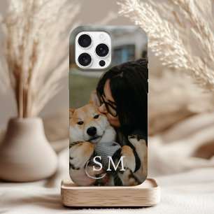 Funda Para iPhone 16 Foto de mascota linda personalizada y inicial de m