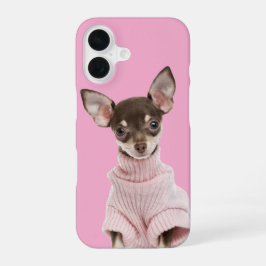 Funda Para iPhone 16 Foto de perro familiar rosa