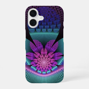 Funda Para iPhone 16 Fractal de flor colorida con estampado inusual