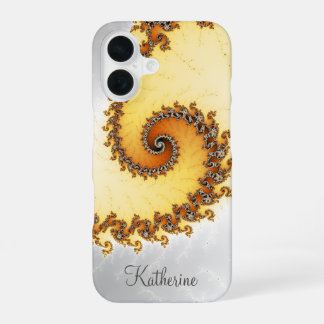 Funda Para iPhone 16 Fractal en espiral naranja personalizado