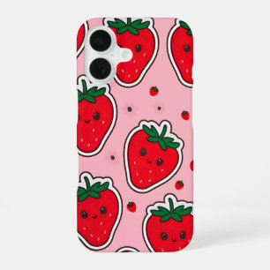 Funda Para iPhone 16 Fresa Sonriente Cute Kawaii