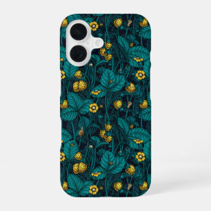 Funda Para iPhone 16 Fresas silvestres, amarillas y azules