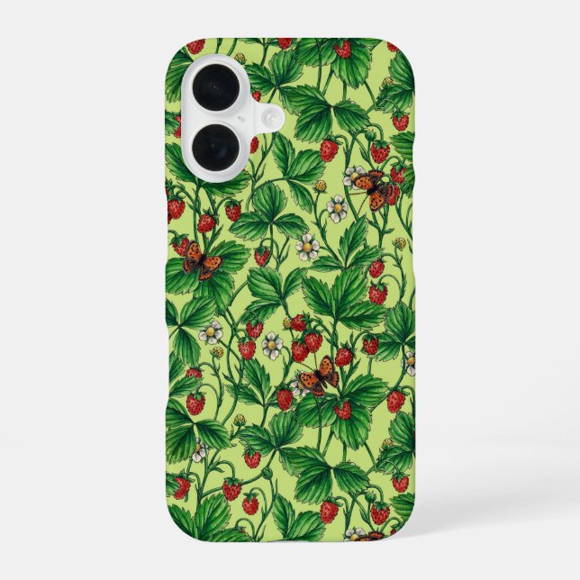 Funda Para iPhone 16 Fresas silvestres de cebada de miel (Reverso )