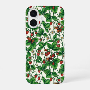 Funda Para iPhone 16 Fresas silvestres sobre blanco apagado