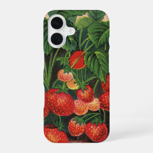 Funda Para iPhone 16 Fresas Vintage, Plantas de Fresa en una Granja