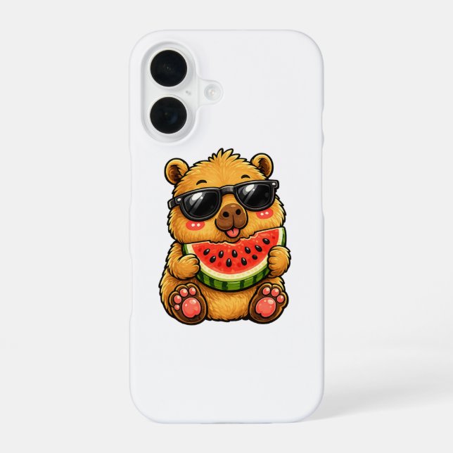 Funda Para iPhone 16 Fresco Capybara Sandía Verano (Reverso )
