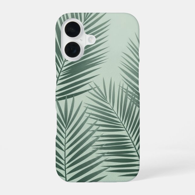 Funda Para iPhone 16 Frondas Tropicales Estilizadas Retro (Reverso )