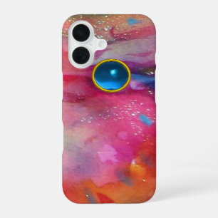 Funda Para iPhone 16 FUCHSIA PINK ABSTRAW Blue Sapphire Gemstone