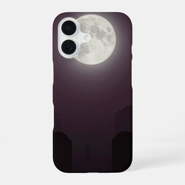 Funda Para iPhone 16 Full Moon Over Graveyard Gothic Case (Reverso )