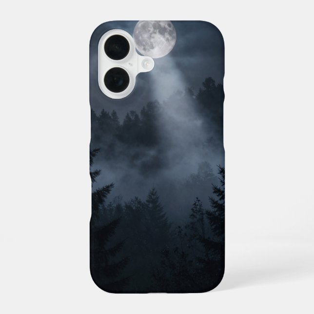 Funda Para iPhone 16 Full Moon Over Misty Forest Dark Case (Reverso )