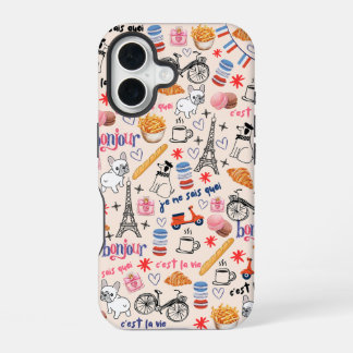 Funda Para iPhone 16 Fun Frenchie Lover y su doodle de moda