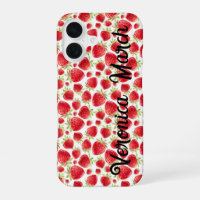Funda brillante de Strawberry Fun iPhone 16 person