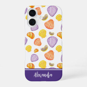 Funda Para iPhone 16 Fundas para iPhone con conchas al aguarela y nombr