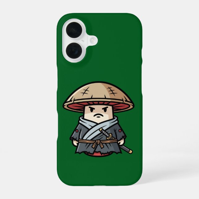 Funda Para iPhone 16 Funny Mushroom Ronin Wandering Samurai Illustratio (Reverso )