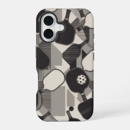 Funda Para iPhone 16 Funny Pickleball Grayscale Paddle Pattern