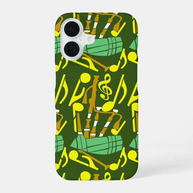 Funda Para iPhone 16 Gaita Notas Musicales Amarillas (Reverso )