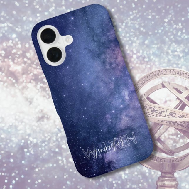 Funda Para iPhone 16 Galaxia azul y púrpura (Customizable iPhone Case for Stargazers and Hobby Astronomers)