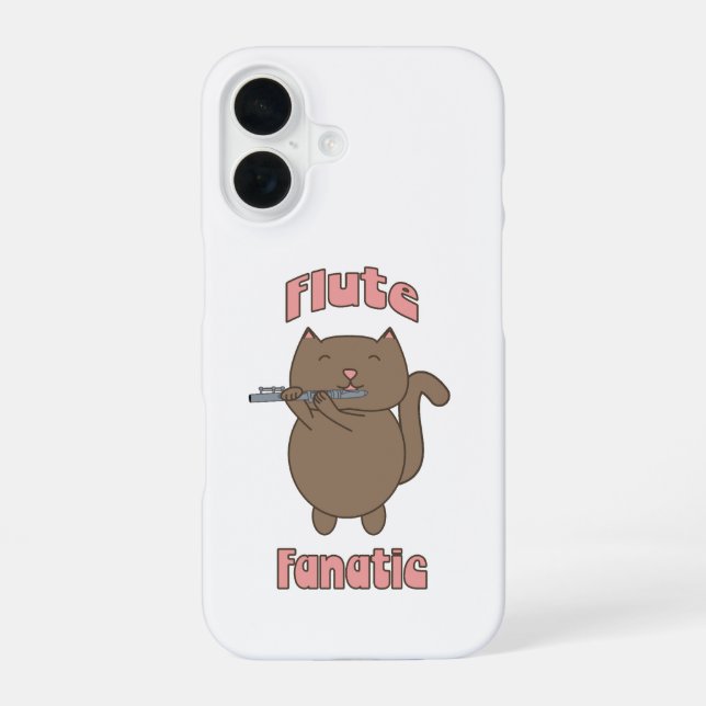 Funda Para iPhone 16 Gata Fanática de la Flauta Rosa (Reverso )