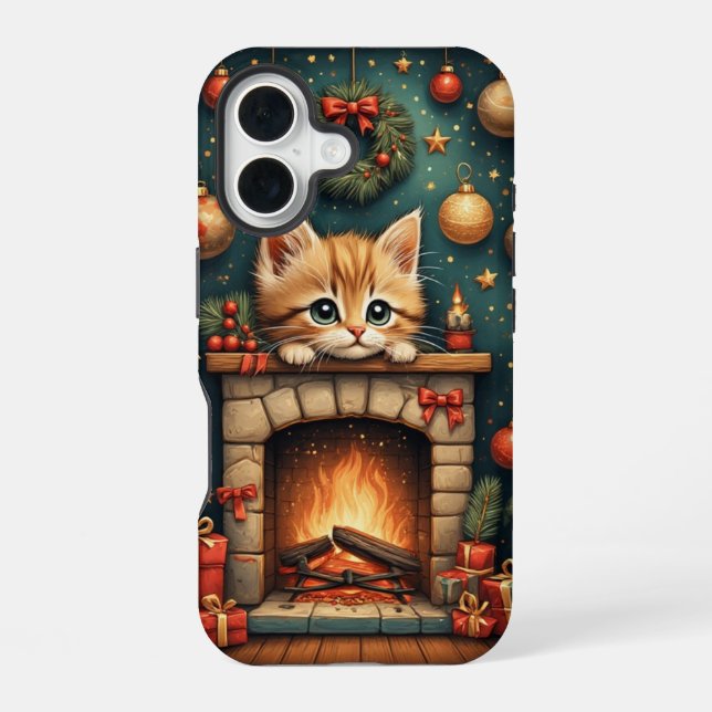 Funda Para iPhone 16 Gatito de Navidad  (Reverso )